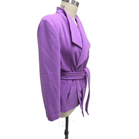 Evan-Picone Lilac Stretch Belted Wrap Jacket XL Draped Collar Soft Tailoring - Picture 2 of 5